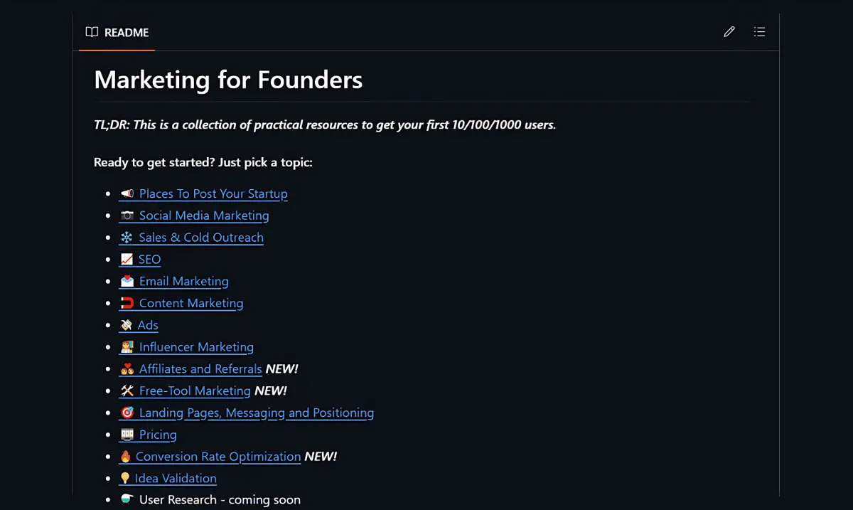 Marketing for Founders screenshot 1