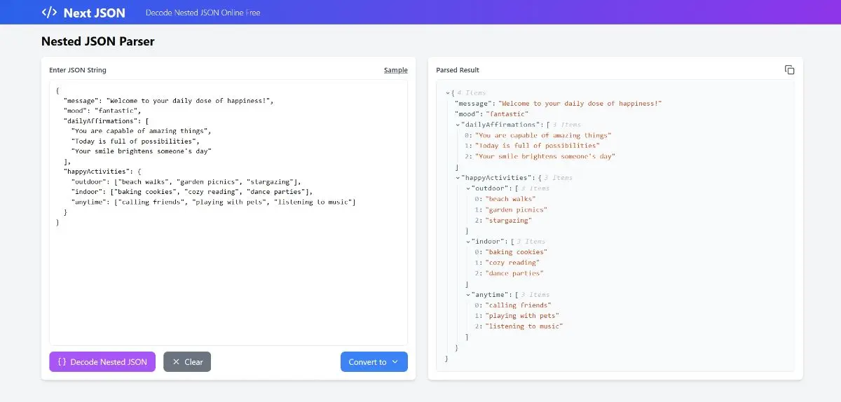 NextJSON screenshot 1