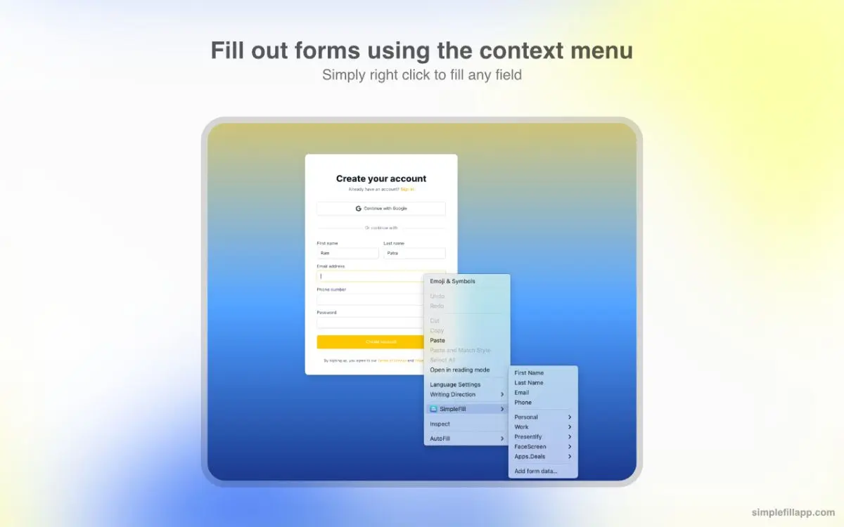 SimpleFill - Auto Form filler screenshot 3