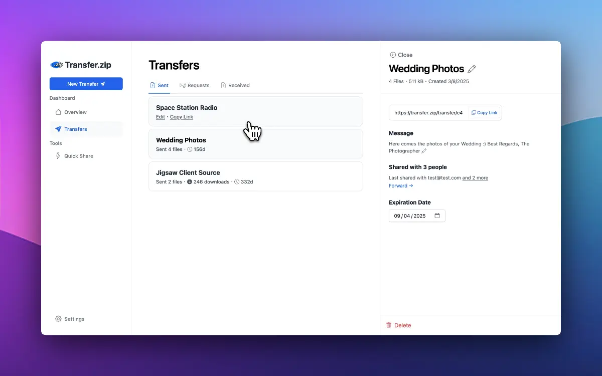 Transfer.zip screenshot 2