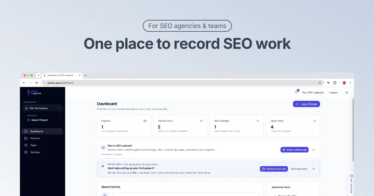 SEO Logbook screenshot 2