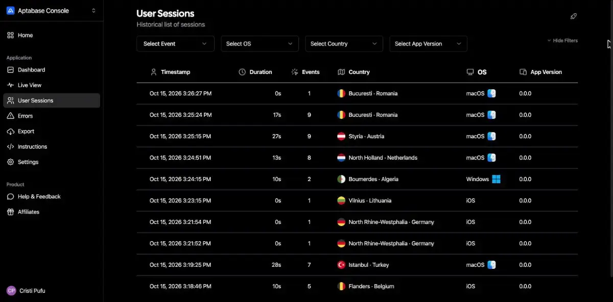 Aptabase screenshot 3