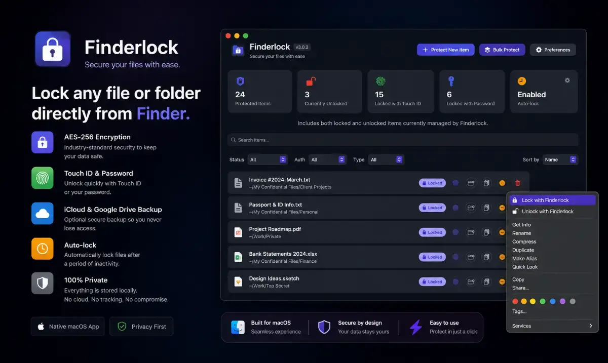 Finderlock screenshot 2