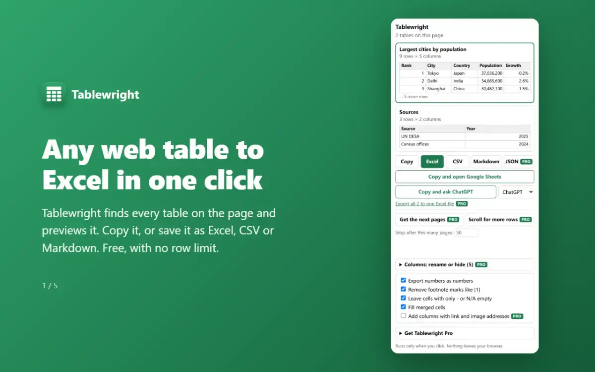 Tablewright screenshot 2
