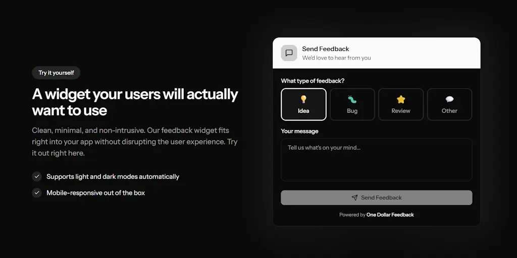 OneDollarFeedback screenshot 2