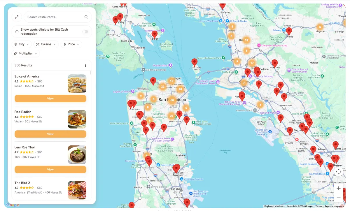 Bilt Dining Restaurants Map screenshot 1