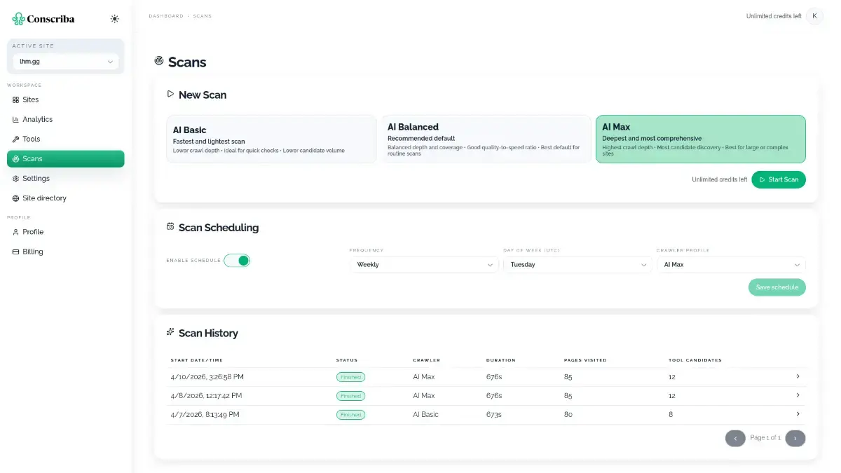 Conscriba - create WebMCP automatically screenshot 1