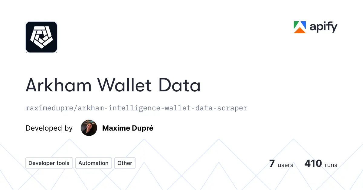 Arkham Wallet Data product image